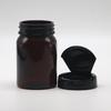 Botella PET de 80 ml de plástico de boca ancha color marrón oscuro para embalaje sólido de grado alimenticio