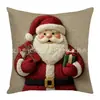 Nova fronha de pelúcia de linho com estampa de boneco de neve de desenho animado, decoração de Natal, capa de almofada de sofá, atacado