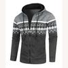 Jaqueta Cardigan com Capuz Masculina Casual Solta Fina de Veludo Estilo Étnico Estampada Slim Jaqueta Tricotada Aberta