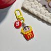 Llavero con colgante de crayón de comida de dibujos animados de M Bean, pequeño y nuevo, con forma de mochila, deliciosas hamburguesas y papas fritas, accesorios.