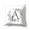 Fronha de Poliéster Simples Flor Fresca Casa 26 Letras Inglesas Estampadas Fronha de Almofada Lombar QTB49