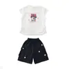 Conjunto de Verano para Niñas 2026 Nuevo Elegante Delgado de Manga Corta Pantalones Cortos de Trabajo Conjunto Casual de Dos Piezas para Niños Mayores