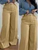 Calça Social Feminina Europeia e Americana Transfronteiriça com Zíper e Botão, Cor Sólida, Calça Longa Casual para Escritório e Dia a Dia, Calça Feminina Atacado