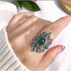 Nuevo anillo hueco de seda con traza de campo verde estilo nacional personalizado, estilo retro, diseño nicho chino, joyería al por mayor