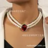 Comercio exterior transfronterizo moda europea y americana lujo cadena de perlas de imitación multicapa geométrica rhinestone gema artificial collar