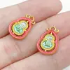 Colgante pequeño de calabaza de la fortuna esmaltada en oro tradicional estilo chino para la riqueza y la prosperidad, accesorios de joyería para pendientes y collares DIY