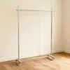 Tienda de Ropa Estante de Exhibición Móvil Ajustable con Ruedas Perchero de Acero Inoxidable Cepillado Perchero de Pie para Uso Doméstico