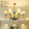 Candelabro para edificio dúplex Sala de estar de villa Lámpara de cristal de tres capas Lámpara larga de cerámica para escalera de vestíbulo de edificio medio de estilo europeo