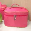 Bolsa de Cosméticos con Texto Impreso, Bolsa de Salón de Belleza, Artículos de Tocador para Almacenamiento, Bolsa de Cuidado, Borde Blanco Cuadrado, Rojo Grande