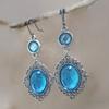Aretes Colgantes Ovalados Vintage Bohemios Azul Cielo con Grietas Piedra Ovalada Grande Borde Cruzado AliExpress Wish