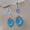 Brincos Pingente Boêmios Vintage Ovais Azul Céu Roxo Pedra Rachada Grande Oval Cruzada Aliexpress