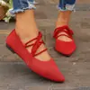 Zapatos de Mujer de Tacón Bajo de Gran Tamaño Transfronterizos 2026 Nuevo Estilo Verano Sandalias Huecas de Tira Cruzada Zapatos de Vestir Planos de Punta Fina para Mujer