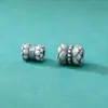 Prata Pura 999 Beads Cilíndricos com Padrão de Lótus em Prata Dura 3D Espaçadores Contas Soltas Material para Tecelagem Manual Acessórios para Joias DIY