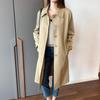 KM98 início de outono nova qualidade delicado liso tridimensional tridimensional comprimento plissado trench coat
