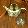 Bule Paisagem de Dragão e Fênix de Latão, Conjunto para Mesa de Chá Doméstica, Ornamento de Cobre Puro, Pequeno Bule Auspicioso de Dragão e Fênix, Brinde Promocional