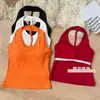 2031 Color Sólido Estilo Puro Deseo Top de Espalda Sexy de Belleza con Cuello Halter sin Espalda con Almohadillas de Sujetador Integradas Chaleco Cómodo de Ajuste Delgado Adelgazante para Mujer