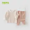 Conjunto de Ropa Interior Térmica Cálida de Jengibre para Niños, Ropa Gruesa de Otoño y Pantalones para Niños y Niñas, Ropa de Casa para Otoño e Invierno, Pijamas, Camiseta Base