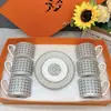 Juego de Taza de Café de Cerámica Estilo Británico con Platillo, Taza de Agua Creativa y Simple para Uso en Casa con Soporte, Juego de Tazas de Té, Retro de Lujo Ligero