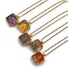 Pequeño colgante de acero de titanio Thangka pintado a mano de oro Thangka ocho santos patronos Zakilam collar de madre verde