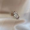 Anillo de Lujo Ligero Estilo Japonés y Coreano Nicho Estilo Frío Microincrustado para Mujer Alta Gama Lujo Ligero Personalizado Abierto Moda Cyber Popular Anillo para Dedo