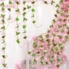 Telón de Fondo de Árbol de Flor de Cerezo Artificial Pared Decoración de Boda Interior Sala de Estar Tubería de Techo Enredadera de Plástico Flor Falsa Enredadera