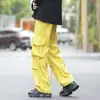 Pantalones Cargo para Hombre Otoño Nuevo Estilo Hong Kong Elegantes Modernos Rectos de Pierna Ancha Unisex Moda Sueltos Casuales Largos