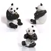 Modelo animal de panda de simulación panda gateando comiendo bambú con bebé PVC hecho a mano sólido juguete cognitivo para niños adornos