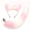 Metal Cola Artificial Anal Plug Cola de Zorro Set de Orejas de Gato Sm Set de Cola de Oreja Metálica Equipo de Juguete Sexual