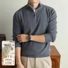 Suéter Masculino de Lã de Ovelha com Meio Zíper 2026 Outono Novo Casual de Negócios Aconchegante Camada Base de Tricô para Homens
