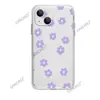 Capa de Celular Floral Roxa Estilo Europeu para iPhone 16, Capa Protetora Fresca e Simples para Apple 17Pm, Capa Macia Transparente de Cobertura Total