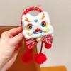 Diadema de Año Nuevo Accesorios para el cabello de Año Nuevo Goma para el pelo infantil Cuerda para el pelo con bola Cabeza de bola Adorno para la cabeza de león conejo rojo de Año Nuevo