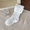 Meias Infantis Retro Estilo Francês de Bolinhas para Primavera e Outono, Fofas e Versáteis, Meias Finas de Alta Elasticidade para Crianças Pequenas, Atacado