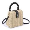 Ins2021 nuevo bolso retro de ratán bolso de mano con cuentas bolso tejido bolso casual de mujer para vacaciones en la playa