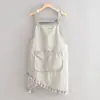 Avental de Lona de Manga Longa para Catering e Cozinha Anti-Manchas Verso Usável Smock Cozinha Doméstica Avental Fofo Roupas de Trabalho Respiráveis para Mulheres