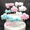 Paquete de 10 Decoraciones para Pastel de Cumpleaños Bola de Pelusa Nube Inserción Arcoíris Luna Nube Blanca Globo Aerostático Adornos de Inserción