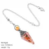 Colgante de péndulo de cristal natural, color plata vintage, piedra triturada multicolor, cono hexagonal, meditación yoga, cristal de meditación de frecuencia ajustable