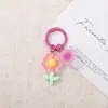 Chaveiro de flor de resina transparente colorido, fivela de porta, pingente de conta, decoração de pequeno presente versátil personalizada para DIY, cultural e criativa