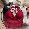 Top de Tubo Sexy de Encaje con Cuello Colgante y Espalda Descubierta Grande, Ropa Interior con Almohadilla en el Pecho, Transpirable, Ropa Exterior, Chaleco Sexy de Deseo Puro para Mujer