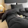 Juego de Jacquard Texturizado de Cuatro Piezas para Primavera/Verano 2026, Juego de Sábanas Texturizadas de Color Puro Suave para Dormir Desnudo