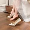 Sapatos de casamento estilo francês pérola feminino Xiu Wo Master vestido de noiva vestido de noivado banquete diário elegante salto alto sapatos de noiva