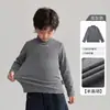 Ropa Interior Base Cepillada de Cuello Medio Alto para Niños Niños Estilo Nuevo Otoño/Invierno 2026 Niños Engrosada Cálida Manga Larga Niños Grandes Ropa de Invierno