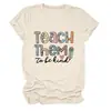 Enséñales a Ser Amazon Wish Sitio Independiente Moda Transfronteriza Cuello Redondo Manga Corta Camiseta para Mujer Comercio Exterior