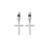 Pendientes de Aro de Acero Inoxidable con Cruz de Moda Estilo Coreano Estilo Corto Europeo y Americano Clip para Oreja Versátil de Moda para Hombres y Mujeres