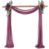 Decorações de Casamento Populares de Gaze Transfronteiriça para Arcos de Gramado ao Ar Livre, Cortinas de Arranjo de Casamento, Cortinas de Chiffon com Pérolas