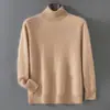 Camiseta básica 100% cachemira pura, suéter de punto pullover holgado de cuello alto nuevo para hombre otoño/invierno 26, suéter pullover cálido