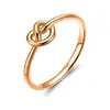 Anillo Candeng de Acero de Titanio con Nudo de Diamante en Forma de Corazón para Niñas, Anillo de Cola Unisex de Acero Inoxidable con Incrustación de Diamante, Estilo Ins