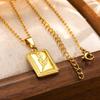 Joyería de Agua Spring Creek Colgante Cuadrado de Tulipán en Relieve de Acero Inoxidable Collar Dorado PN-2096