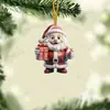2025 Decoración Plana de Acrílico de Papá Noel Cruzando la Frontera, Colgante para Decoración de Coche de Regalo, Adornos para Árbol de Navidad