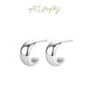 Aretes brillantes en forma de C de plata esterlina s925 para mujer, aretes minimalistas japoneses y coreanos, temperamento, populares en línea, ins, en vivo, explosivos, joyería para la oreja