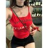 Camisola de manga corta sin mangas con estampado de letras azules de dopamina para mujer, de Pure Desire Hot Girl